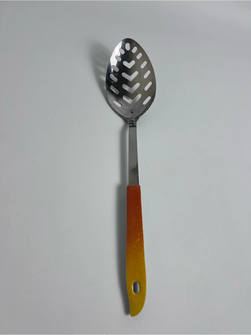 VTG Heart Slotted Utensil Serving Spoon Handle Orange Blue Stainless Japan 60’s